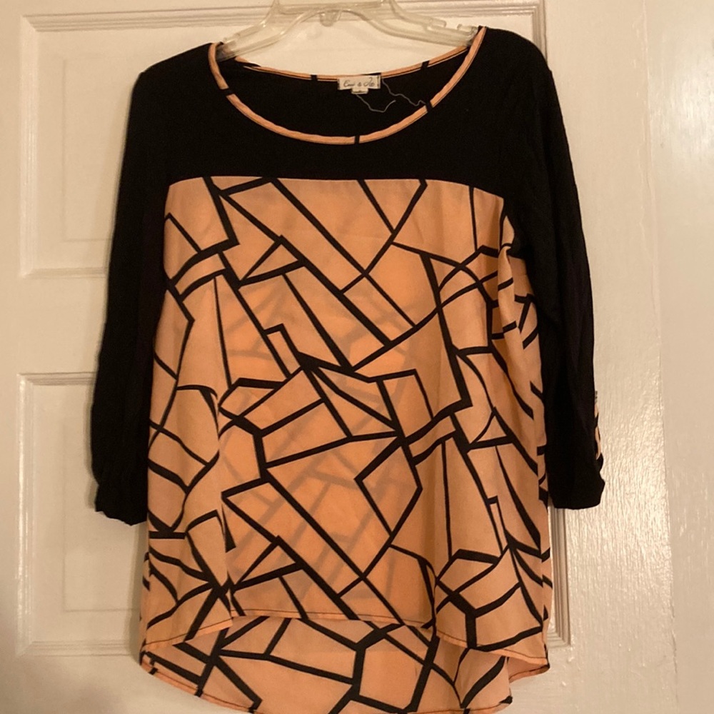 Pink and black blouse